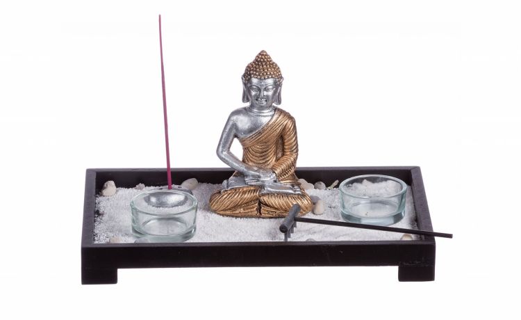Giardino Zen decorativo 26x14 cm- -Multicolore-Mdf-14 cmx26 cm