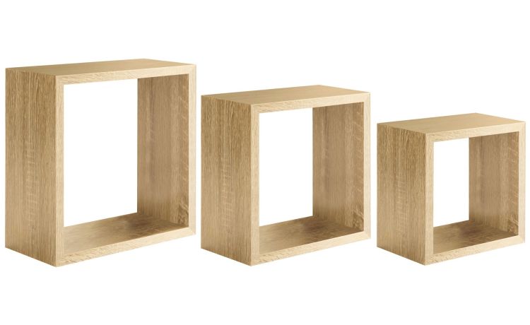 Square set 3 mensole in mdf legno naturale- -Legno naturale-Mdf