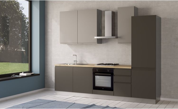 Iris cucina 285 cm colore grigio scuro e grigio chiaro-3 elettrodomestici--Melaminico
