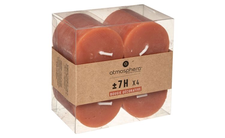 Rustic set 4 candele flat arancioni Ø4