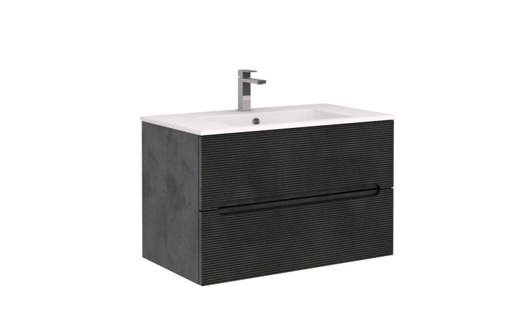 Beauty mobile con lavabo e 2 cassetti-In melaminico grigio-Grigio-Melaminico-50 cmx80 cm