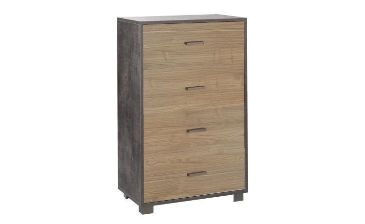 Odessa cassettiera 4 cassetti noce stelvio e ossido bianco--Legno-Pannello melaminico-112 cmx70 cm