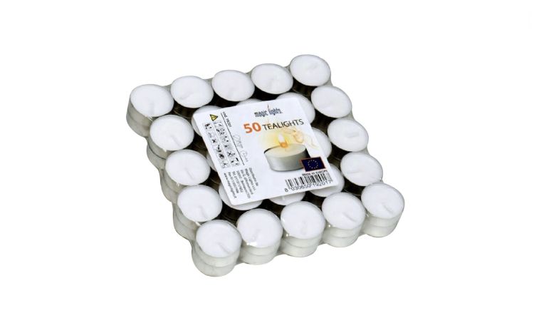Tea Lights set 50 candele bianche- -Bianco-Alluminio-2 cmx19 cm