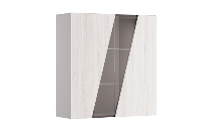 Gilda pensile 2 ante colore frassino ghiaccio-Struttura colore grigio chiaro-Legno bianco-Pannello-96 cmx90 cm
