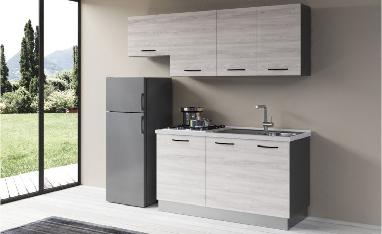 Gilda cucina 210 cm colore frassino ghiaccio -1 elettrodomestico--Pannello-216 cmx210 cm