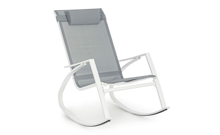 Arco poltrona a dondolo bianca-Seduta in textilene con cuscino a velcro-Bianco-Textilene-95 cmx107 cm