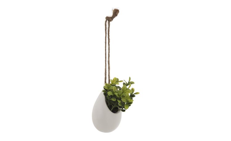 Pianta verde sospesa con vaso bianco Ø6 cm--Bianco-Gres