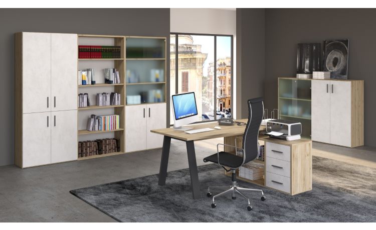 Beta3 ufficio componibile colore rovere e calce
