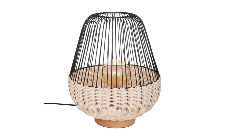 Anea lampada da tavolo in rattan E27 40W --Legno naturale-Metallo