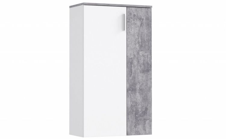 Blog scarpiera bianco e cemento 2 ante-Contiene fino a 18 paia di scarpe-Cemento-Pannello-120,4 cmx68,9 cm