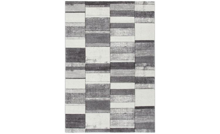 Sasso tappeto bianco e grigio a quadri 160x230 cm--Grigio-Polipropilene-230 cmx160 cm