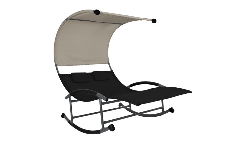 Double dondolo letto doppio nero/ercù-Dondolo 2 posti-Nero-Metallo-178 cmx200 cm