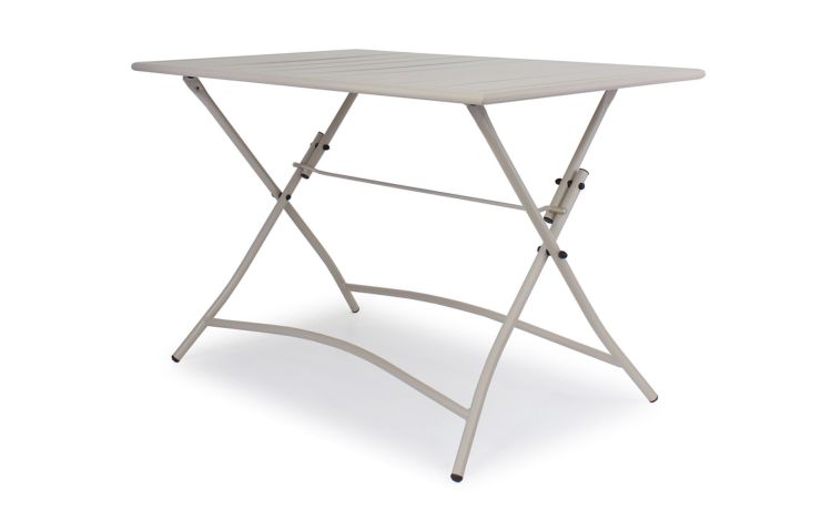 Levanto tavolo rettangolare in ferro crema 110x70 cm -Pieghevole-Beige-Ferro-73 cmx110 cm