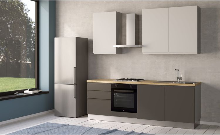 Iris cucina 240 cm colore grigio scuro e bianco opaco-2 elettrodomestici--Melaminico