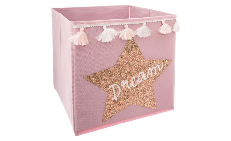 Dream scatola camerette in tessuto rosa 29x29 cm- --Poliestere-29 cmx29 cm