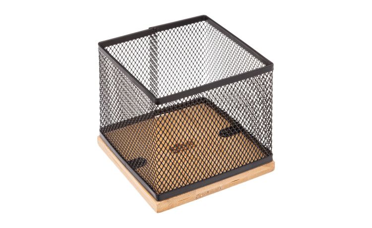 City porta penne in bamboo e metallo 10x10 cm --Nero-Metallo-10 cmx10 cm