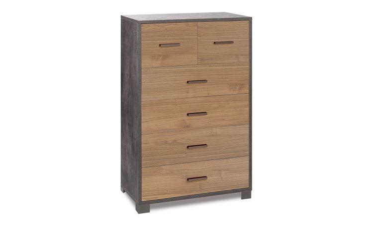 Odessa cassettiera 6 cassetti ossido nero e noce stelvio--Legno-Pannello melaminico-112 cmx70 cm