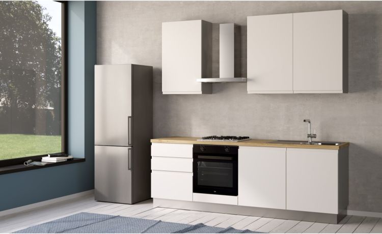 Iris cucina 240 cm colore bianco opaco -2 elettrodomestici --Melaminico
