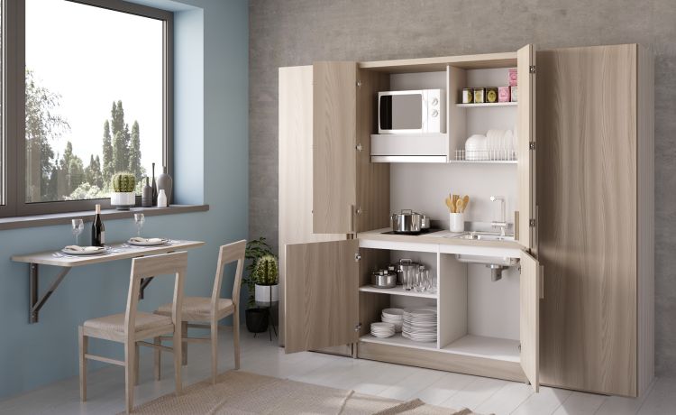 Cabrio cucina a scomparsa olmo senza frigo con 2 armadi