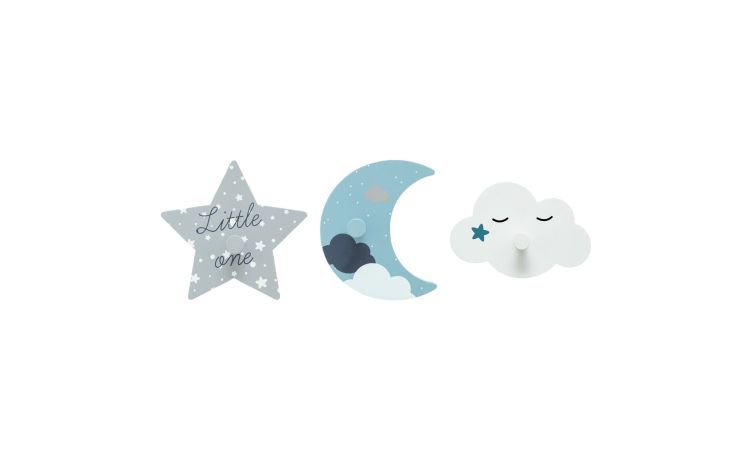 Sky set 3 appendiabiti in mdf azzurro- -Blu-Mdf-11