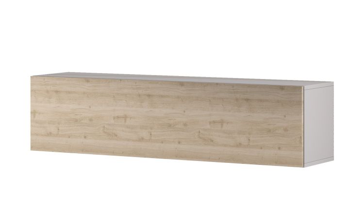 Gilda pensile 1 anta a ribalta rovere cadiz L140 cm-Struttura colore grigio chiaro-Legno naturale-Pannello-36 cmx140 cm