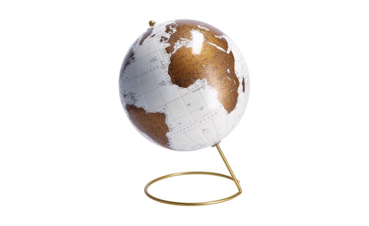 Globe mappamondo decorativo oro H28 cm--Oro-Plastica