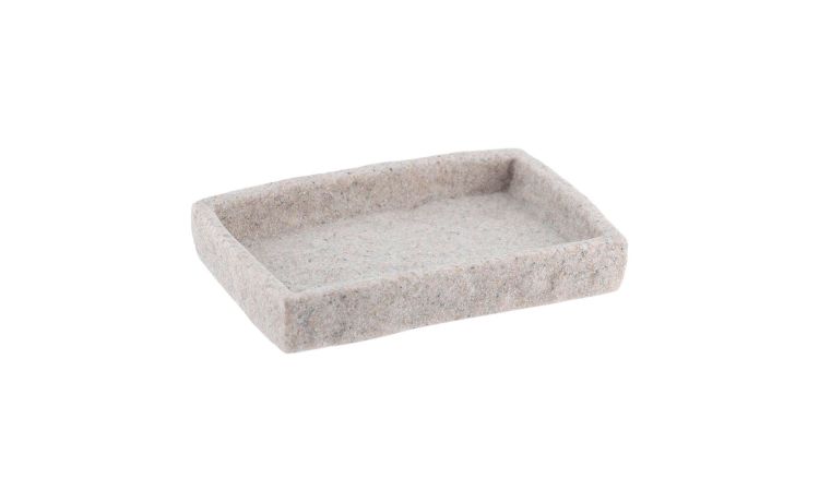 Portasapone grigio effetto pietra grezza 13x9 cn- -Grigio-Poliresina-9 cmx13 cm