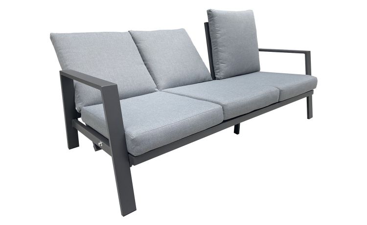 Taormina divano 3 posti color antracite-Reclinabile-Arancione-Alluminio-83 cmx192 cm