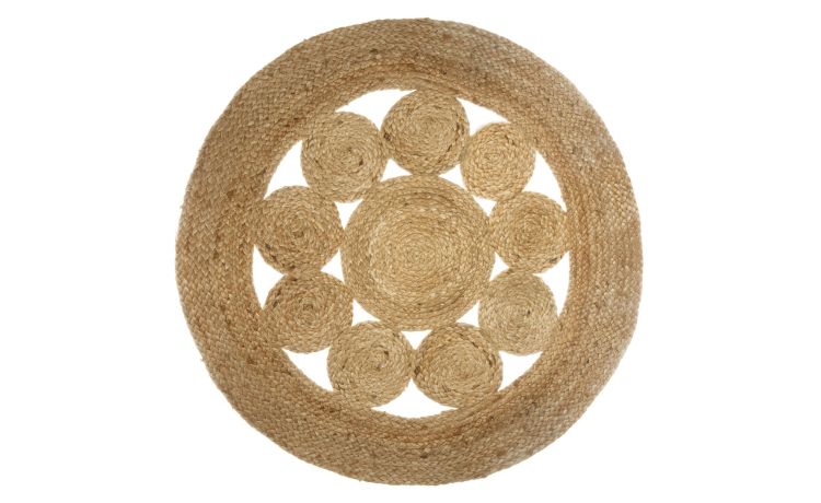 Lace tappeto tondo in juta naturale Ø80 cm- -Beige-Juta