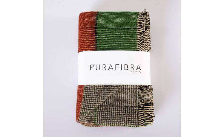 Aspen plaid a quadri grigio e verde 130x180 cm- -Verde-100% Cotone-180 cmx130 cm