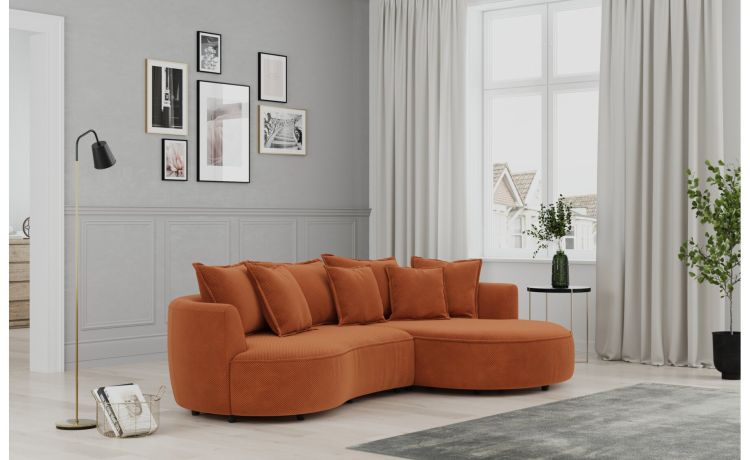 Chic divano 3 posti con penisola color mattone--Mattone-Tessuto-66 cmx287 cm