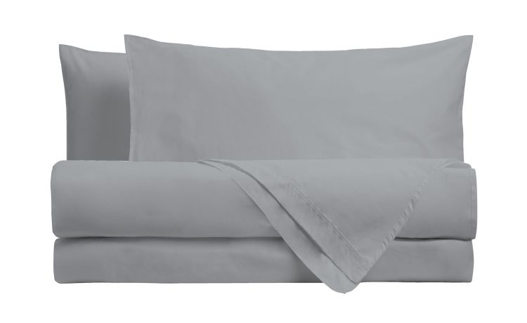 Completo letto 2 piazze grigio--Grigio-100% Cotone