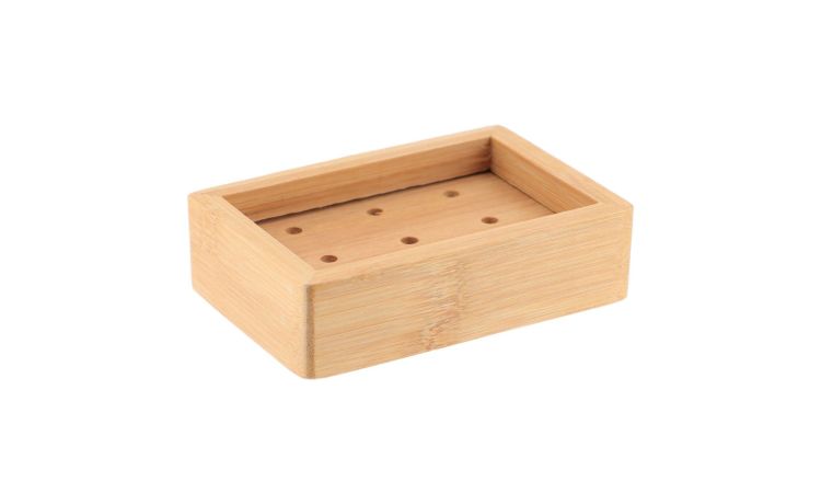 Portasapone in legno di bamboo naturale 11x8 cm- -Legno naturale-Bamboo-8 cmx11 cm