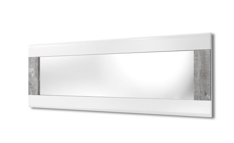 Vienna specchio bianco lucido e cemento- -Bianco-Pannello-60 cmx175 cm