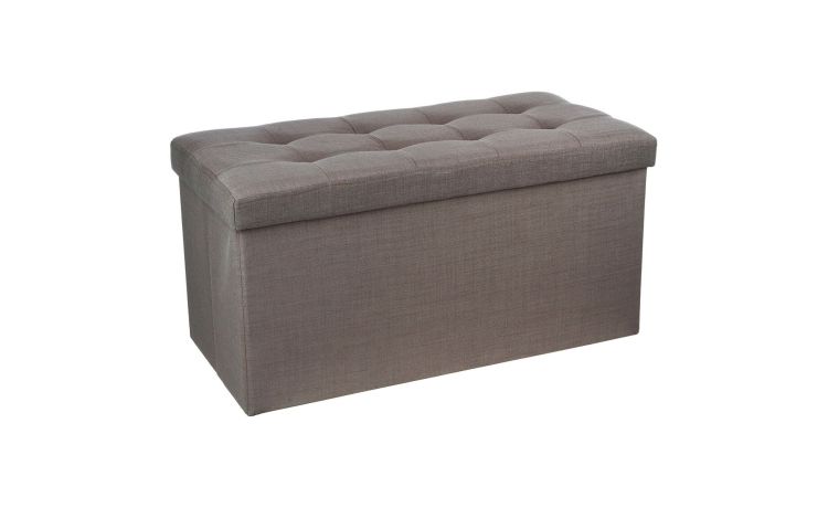 Lysandre pouf contenitore in tessuto grigio - -Grigio scuro-Tessuto-37
