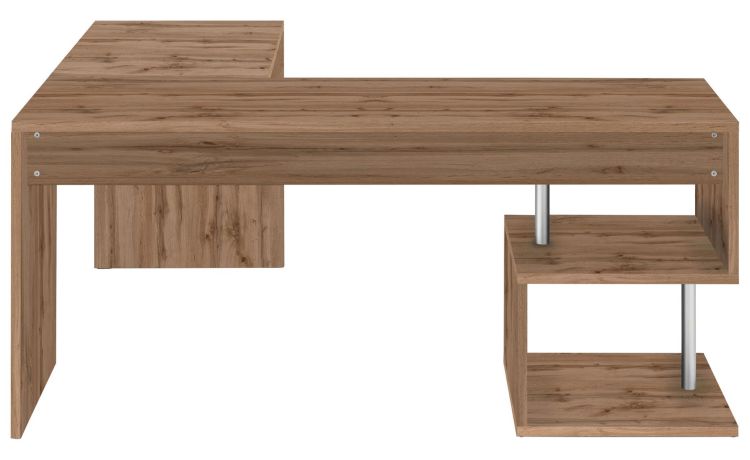 Studio scrivania legno naturale-Misure L 160 x P 180/60 x H 77