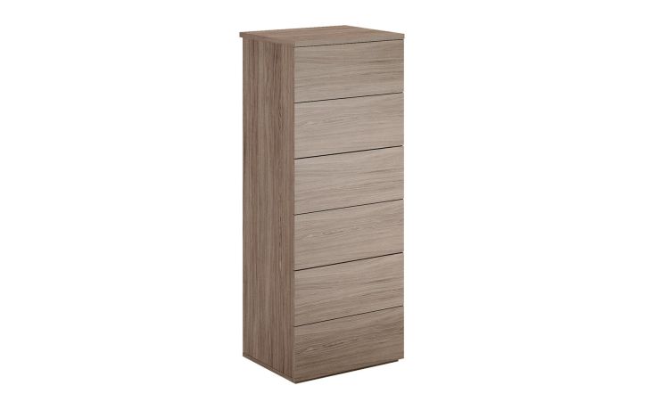 Mia settimino 6 cassetti noce biondo-In pannello nobilitato-Legno scuro-Nobilitato-117 cmx48 cm