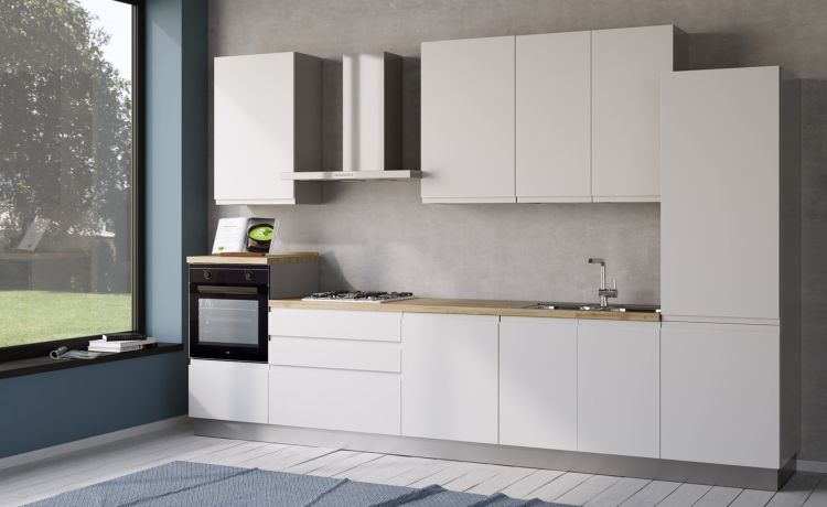Iris cucina 360 cm colore bianco opaco-3 elettrodomestici--Melaminico