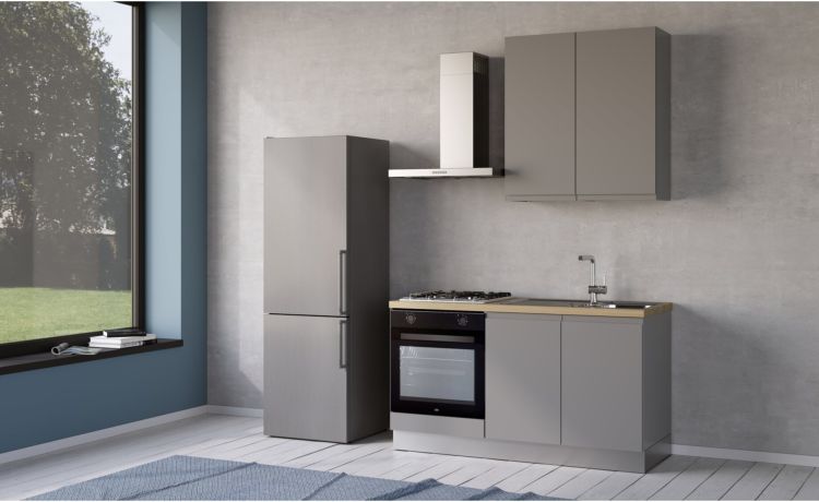 Iris cucina 150 cm colore grigio chiaro con forno-2 elettrodomestici--Melaminico