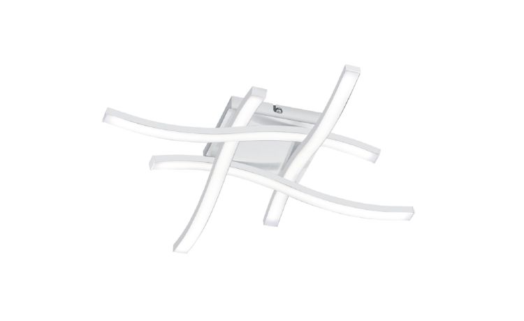 Route plafoniera LED 4 luci in metallo 20W - -Bianco-Metallo-7 cmx45 cm