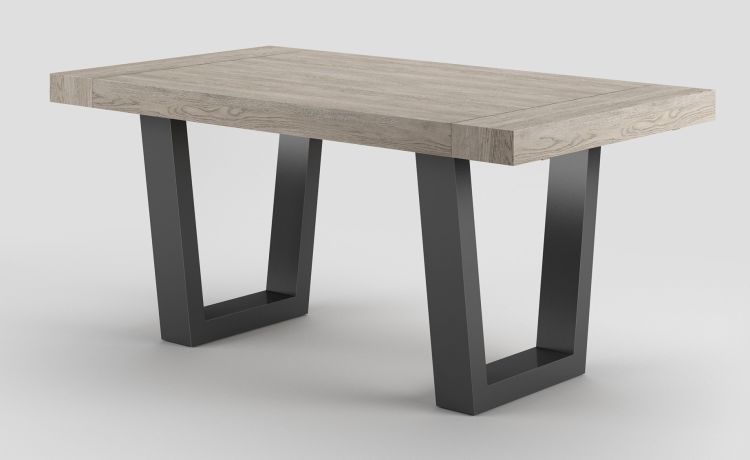 Dual tavolo in pannello nobilitato colore grigio gessato L140/220 cm-Le braccia di allungamento in legno di faggio-Grigio-Nobilitato-76 cmx140 cm