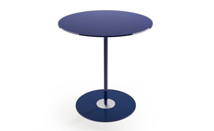 Glass tavolino Dallia rotondo blu h52 cm--Blu-Vetro