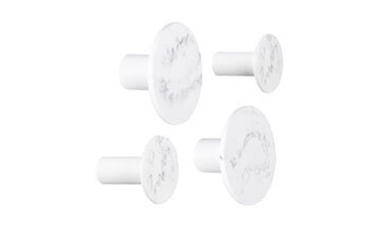Set ganci in poliresina bianco effetto marmo bianco--Bianco-Poliresina-5 cmx9 cm