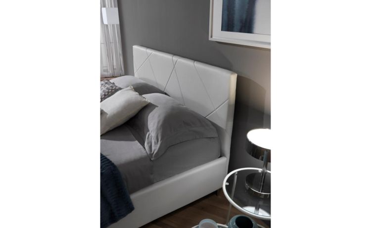 Tom letto matrimoniale contenitore comfort bianco-In similpelle