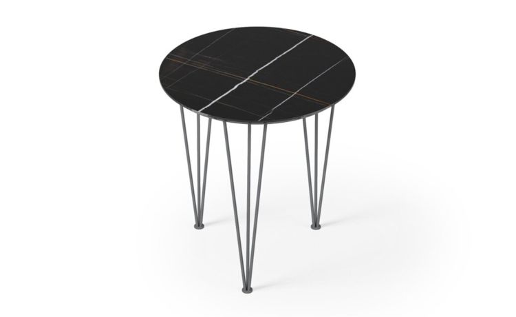Charme tavolino Dallia in gres porcellanato sara noir h47 cm--Nero-Gres