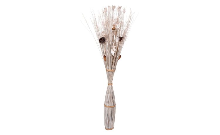 Mazzo White con fiori e rami secchi H150 cm- -Bianco-Piante secche-150 cmx50 cm