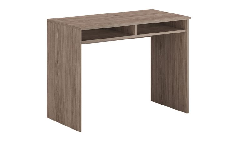 Mia scrittoio con vani a giorno noce biondo-In pannello nobilitato-Legno scuro-Nobilitato-75 cmx100 cm