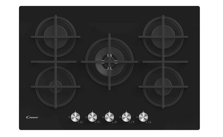 Candy Piano cottura a gas da 75cm CVG74WPB -in vetro colore nero-Nero--9