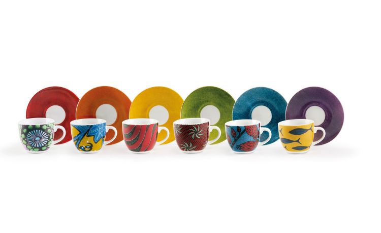 Afrika set 6 tazzine caffè porcellana colorata- -Multicolore-Porcellana