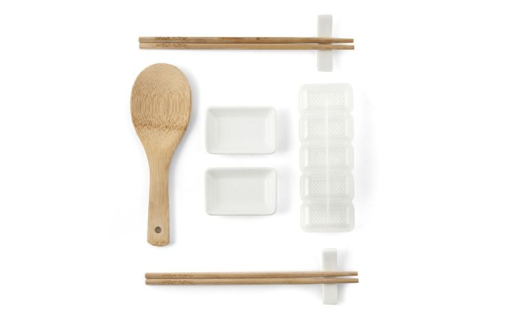Sushi set tavola 10 pezzi in legno di bamboo- -Legno naturale-Bamboo-29 cmx18 cm